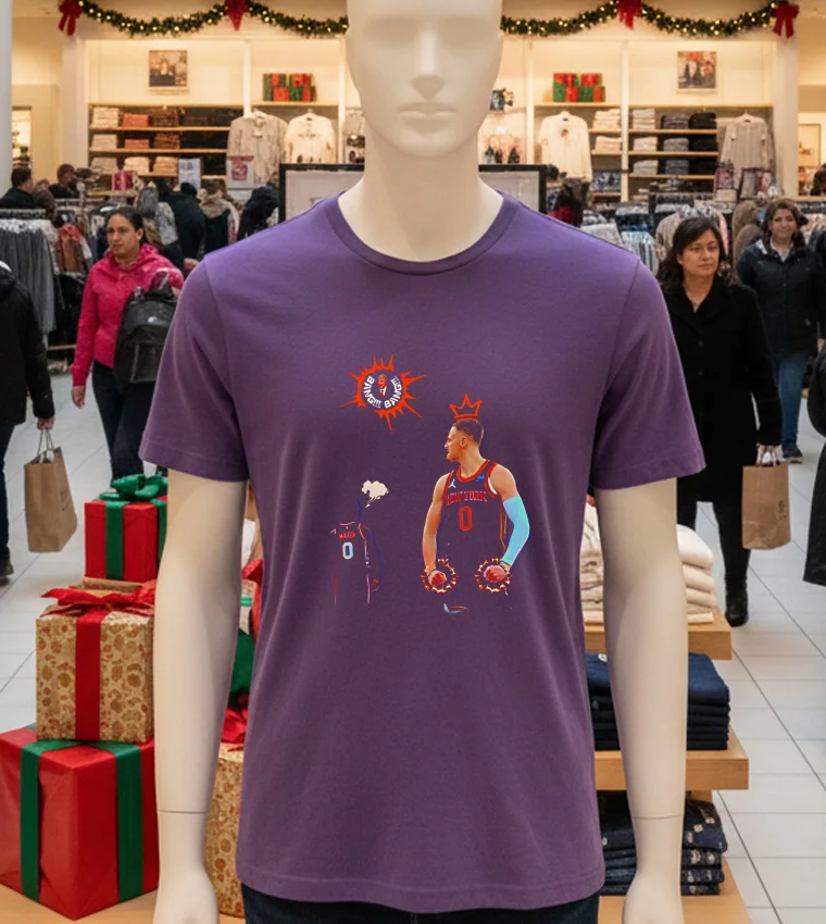 Donte Divincenzo New York Knicks The King Bang Bang - purple-t-shirt Donte Divincenzo New York Knicks The King Bang Bang Purple T Shirt