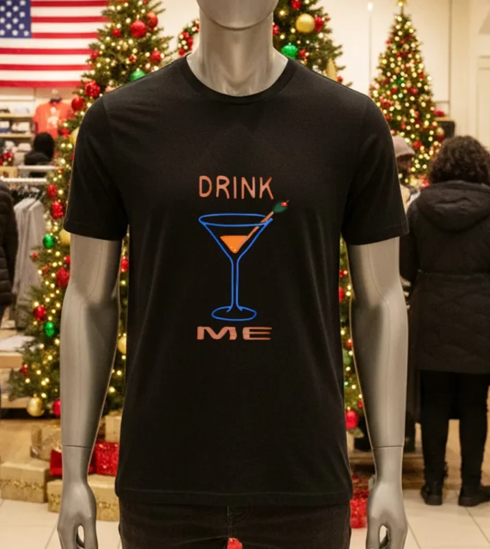 Drink Me Retro   Black T Shirt