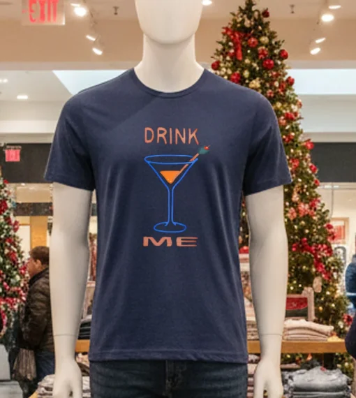 Drink Me Retro   Navy T Shirt