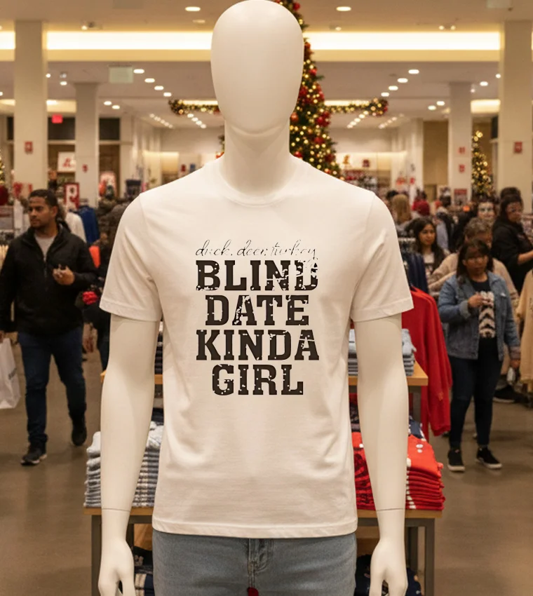 Duck Deer Turkey Blind Date Kinda Girl - white-t-shirt Duck Deer Turkey Blind Date Kinda Girl White T Shirt
