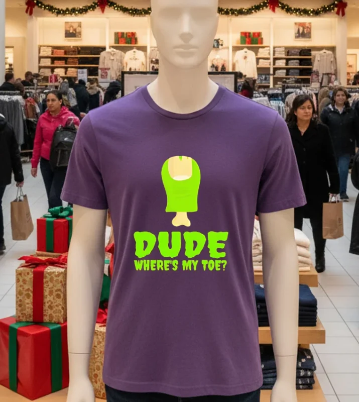 Dude Wheres My Toe Zombie Amputation Leg Amputee Purple T Shirt
