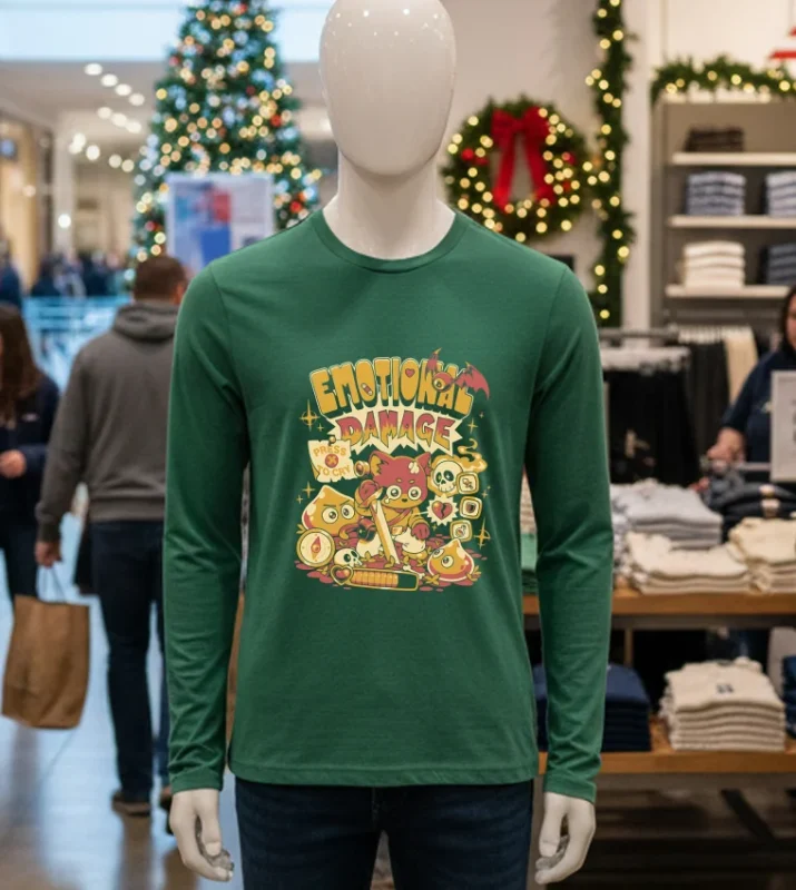 Emotional Damage Cartoon Graphic Green T Shirt