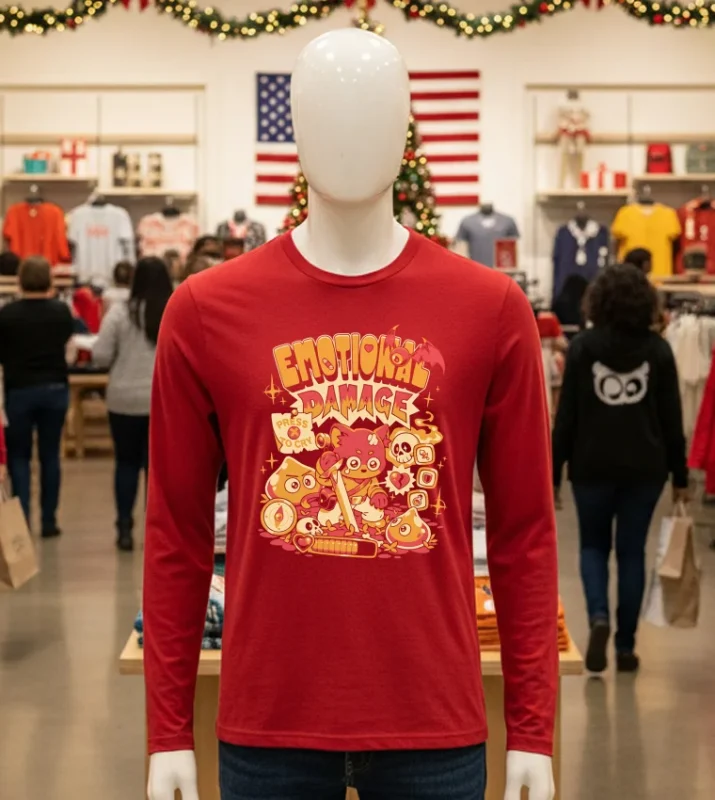 Emotional Damage Cartoon Graphic Red T Shirt