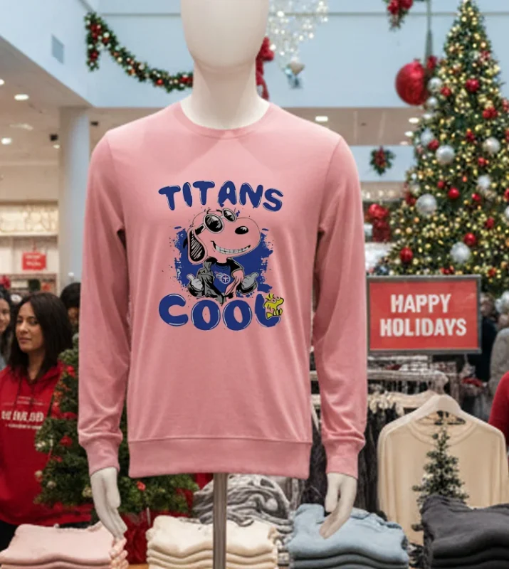 Ennessee Titans Nfl Team Snoopy Joe Cool   Pink T Shirt