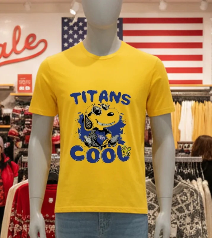 Ennessee Titans Nfl Team Snoopy Joe Cool   Yellow T Shirt
