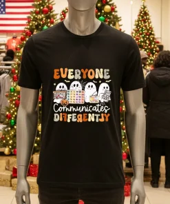 Everyone communicates differently halloween slp sped teacher shirt