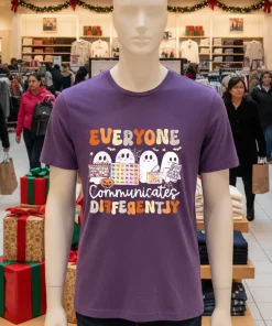 Everyone communicates differently halloween slp sped teacher shirt