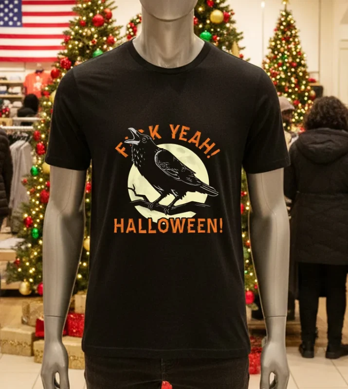 F Yeah! Halloween! Raven   Black T Shirt