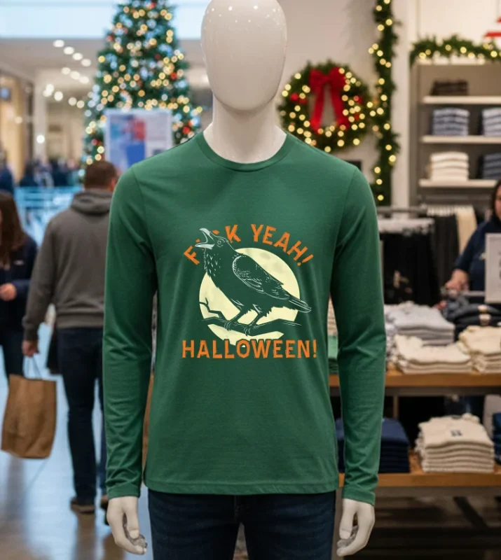 F Yeah! Halloween! Raven   Green T Shirt