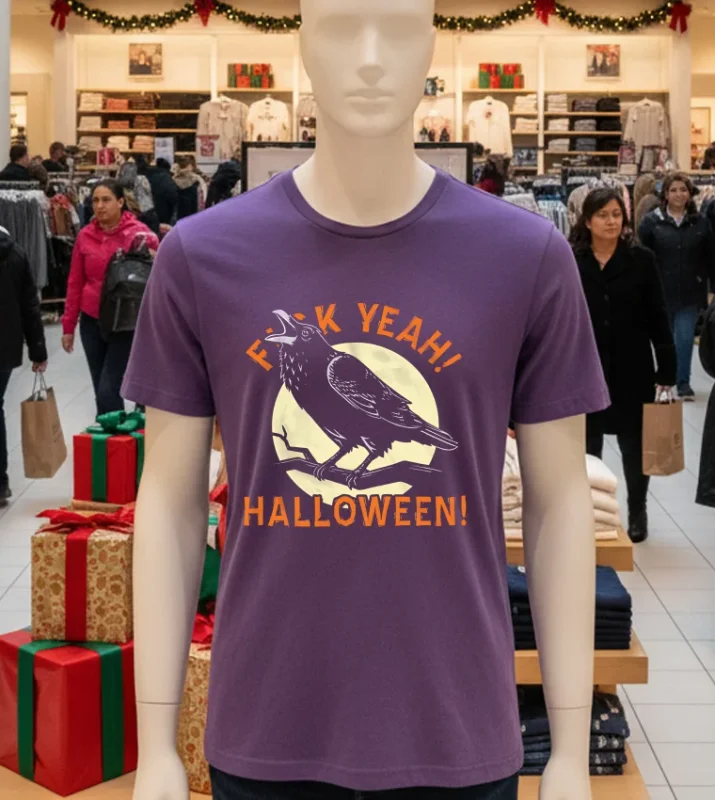 F Yeah! Halloween! Raven   Purple T Shirt