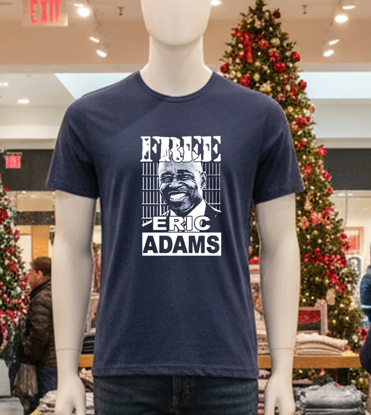 Free Eric Adams Funny - navy-t-shirt Free Eric Adams Funny Navy T Shirt