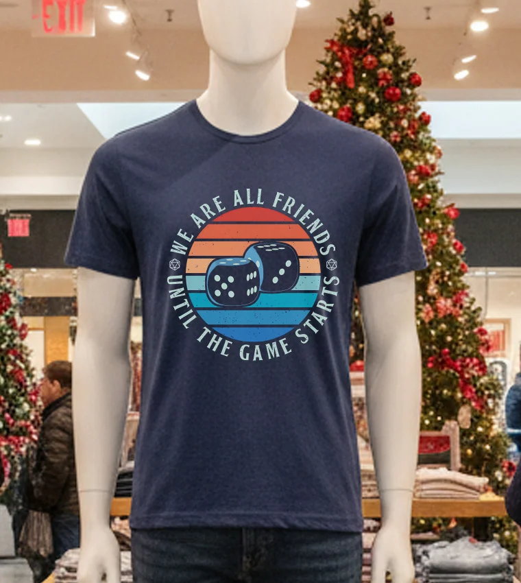 Friends Until Game Night Retro - navy-t-shirt Friends Until Game Night Retro Navy T Shirt