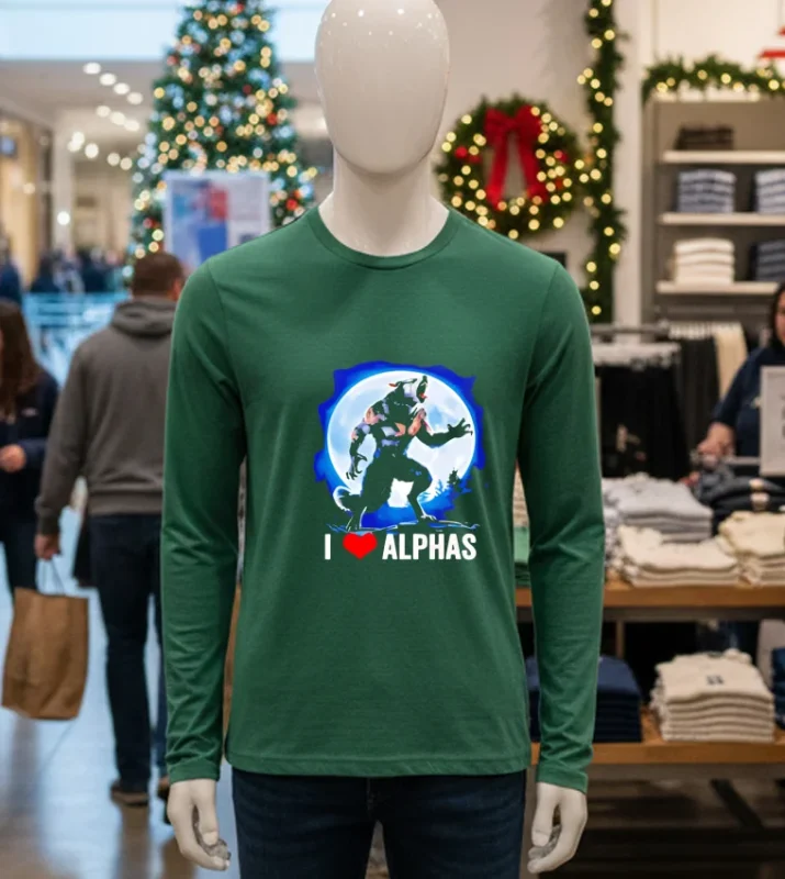 Funny Cringe Werewolf Wolf Meme I Heart Alphas I Love Alphas Retro Green T Shirt