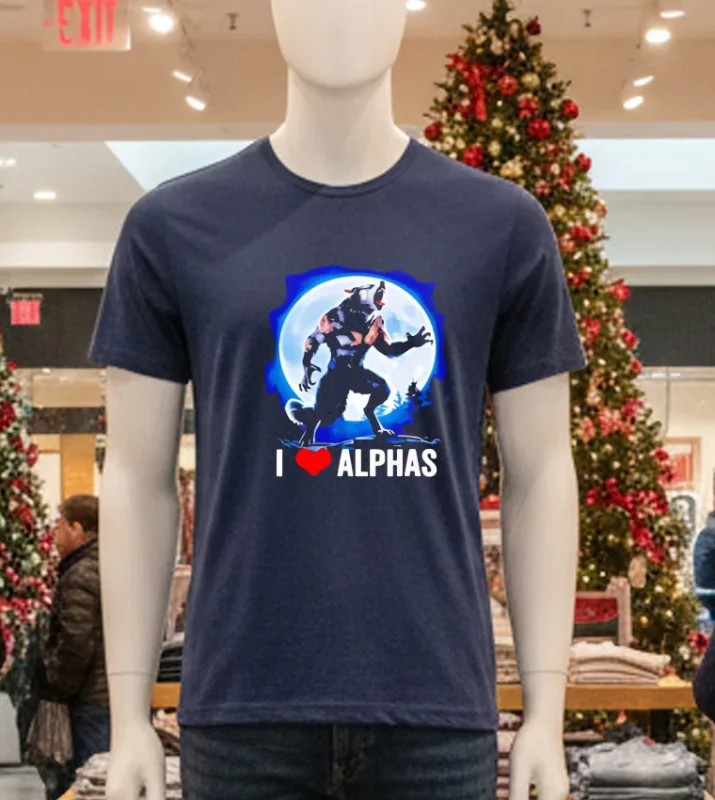 Funny Cringe Werewolf Wolf Meme I Heart Alphas I Love Alphas Retro Navy T Shirt