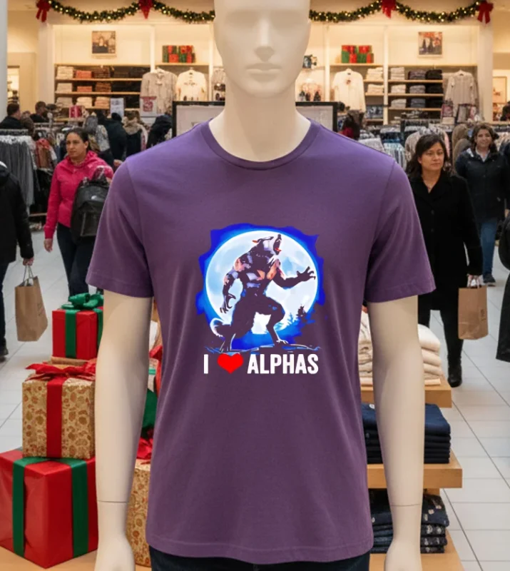 Funny Cringe Werewolf Wolf Meme I Heart Alphas I Love Alphas Retro Purple T Shirt