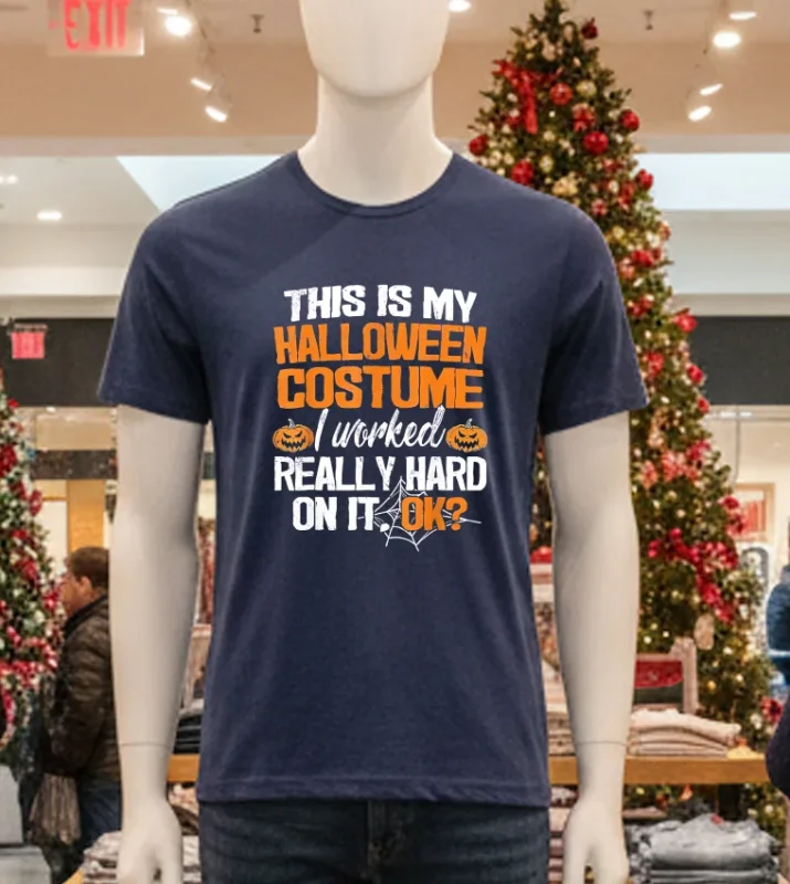 Funny Easy This Is My Halloween Costume Diy Last Minute Navy T Shirt