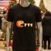 Funny Halloween Pumpkin Jack O Lantern Eating Candy Corn Black T Shirt