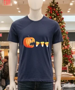 Funny halloween pumpkin Jack o lantern eating candy corn shirt