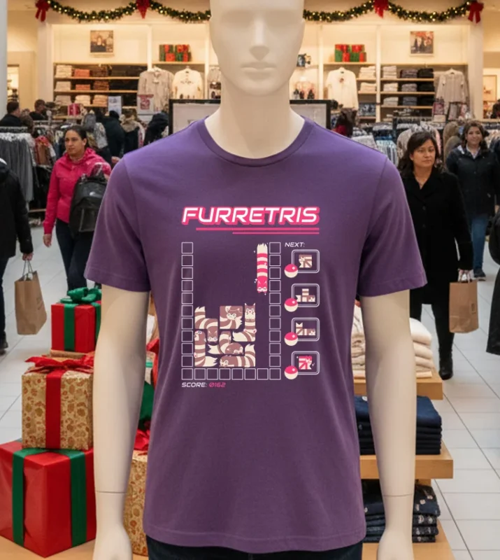 Furretris Next Ferrets Score 0162 Video Games Purple T Shirt