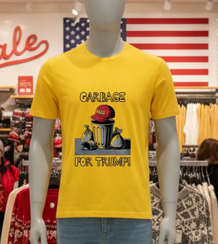 Garbage For Trump Maga Hat Trash Can Yellow T Shirt