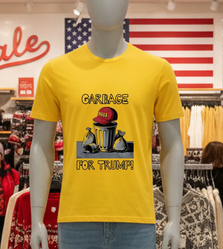 Garbage For Trump Maga Hat Trash Can - yellow-t-shirt Garbage For Trump Maga Hat Trash Can Yellow T Shirt