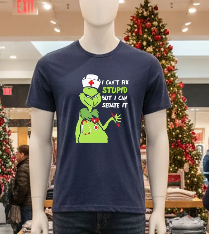 Get Festive With Our Retro Grinch Perfect Holiday Christmas Attire   Navy T Shirt