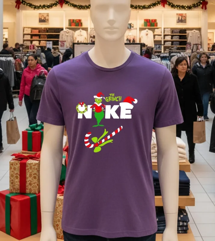 Get Festive With The Grinch Christmas   Purple T Shirt