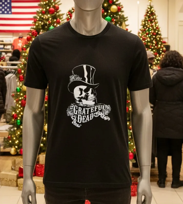Grateful Dead Skull Top Retro   Black T Shirt