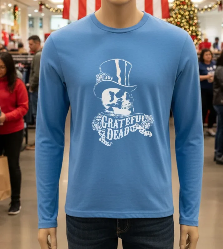 Grateful Dead Skull Top Retro   Blue T Shirt