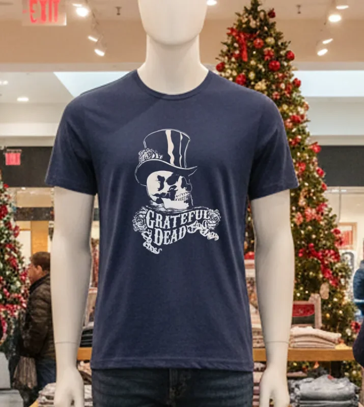 Grateful Dead Skull Top Retro   Navy T Shirt