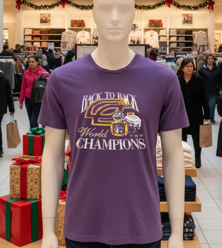 Green Wall Back To Back World Champions 2024 2025 Purple T Shirt