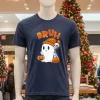 Halloween Bruh Ghost Boo Pumpkin Boys Kids   Navy T Shirt