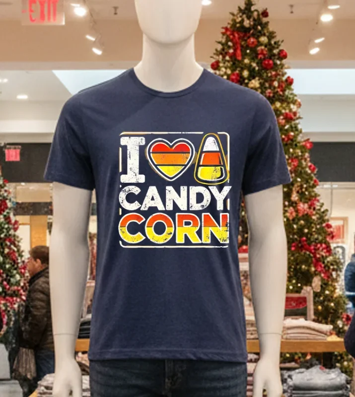 Halloween Candy Corn Funny Retro Navy T Shirt