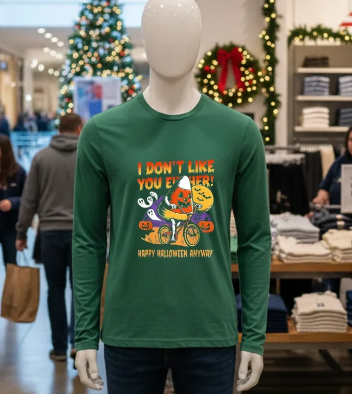 Halloween Costume Team Candy Corn I Don T Like You Either   Green T Shirt