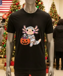 Halloween Girls Toddler Kids Mummy Axolotl shirt