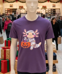 Halloween Girls Toddler Kids Mummy Axolotl shirt