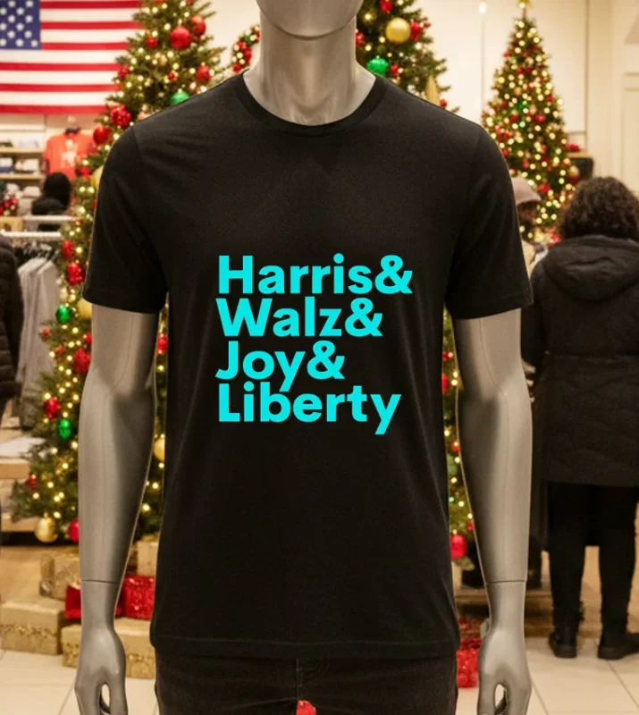 Harris Walz Joy Liberty Harris Walz Waltz 2024   Black T Shirt