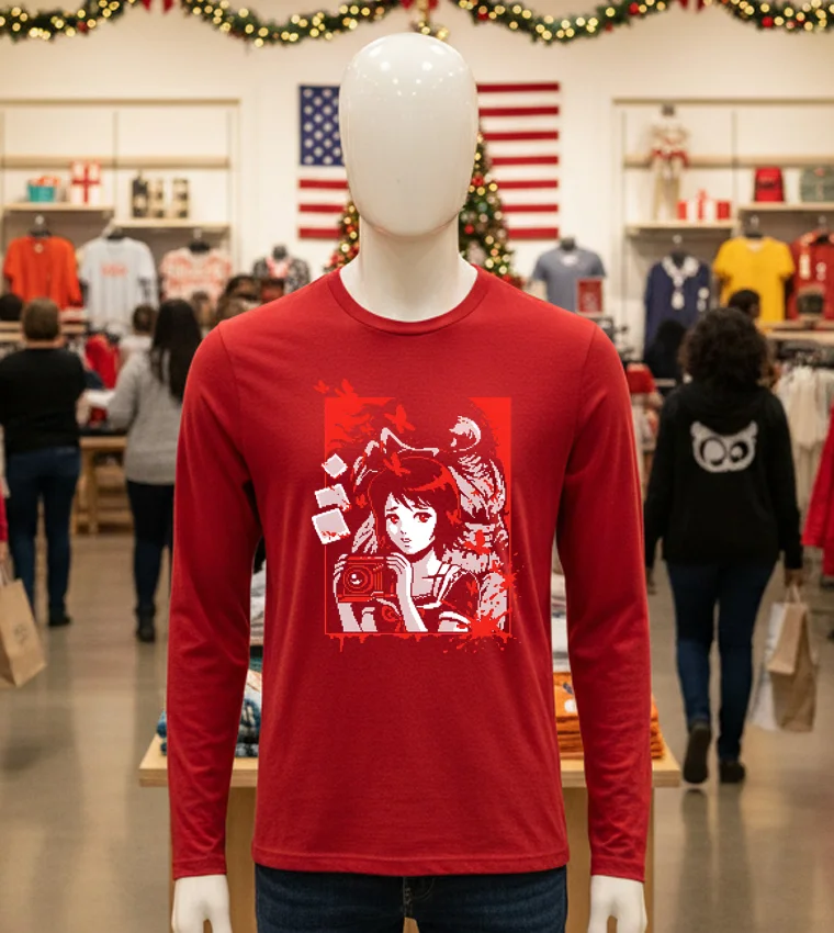 Haunted Village Pixel Art Classic - red-t-shirt Haunted Village Pixel Art Classic Red T Shirt