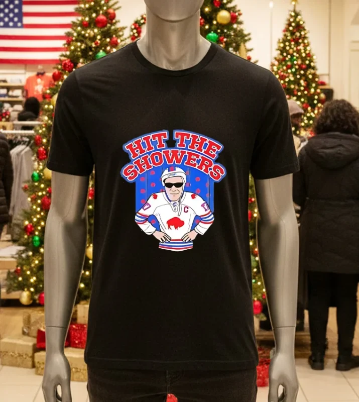 Hit The Showers Buffalo Bills Hockey   Black T Shirt
