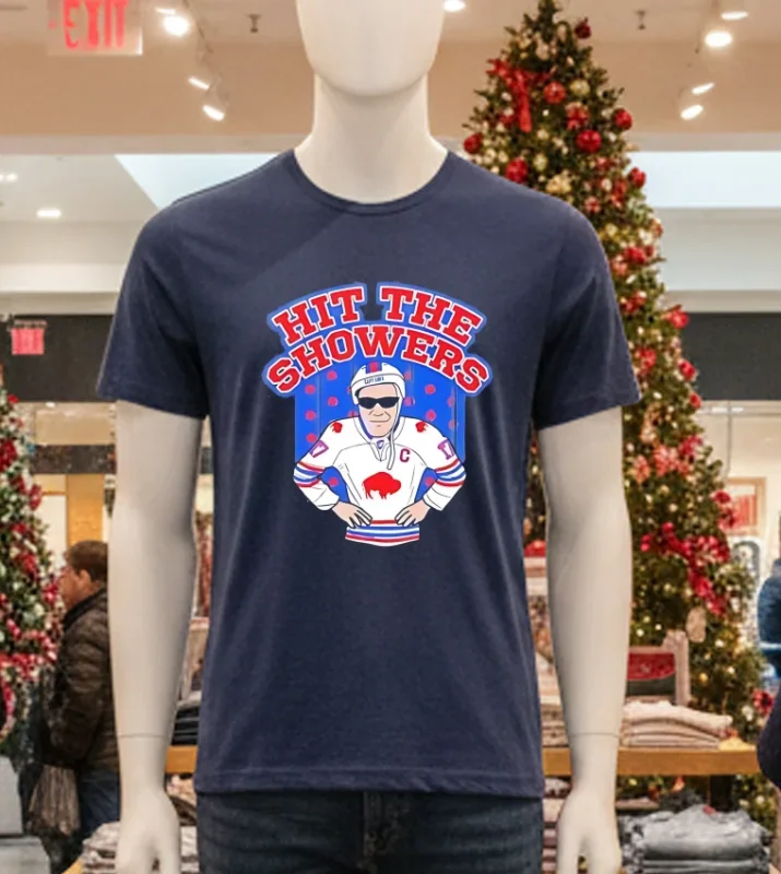 Hit The Showers Buffalo Bills Hockey   Navy T Shirt