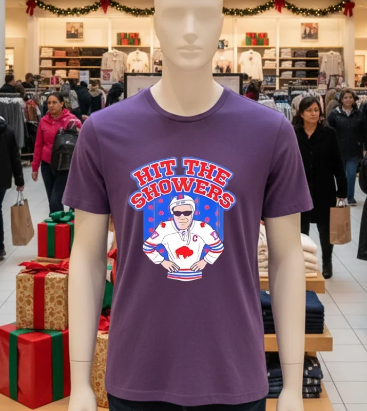 Hit The Showers Buffalo Bills Hockey   Purple T Shirt