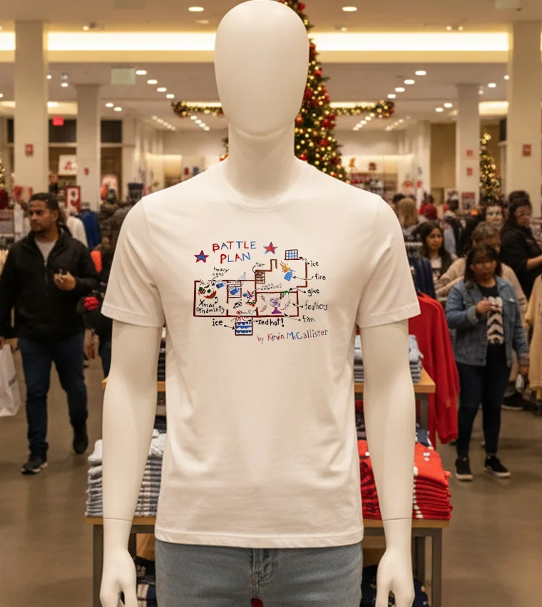 Home Alone Kevin Mccallister Battle Plans - white-t-shirt Home Alone Kevin Mccallister Battle Plans White T Shirt