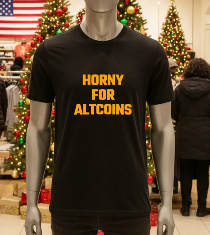 Horny For Altcoins Text Black T Shirt