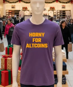 Horny For Altcoins Text   Purple T Shirt