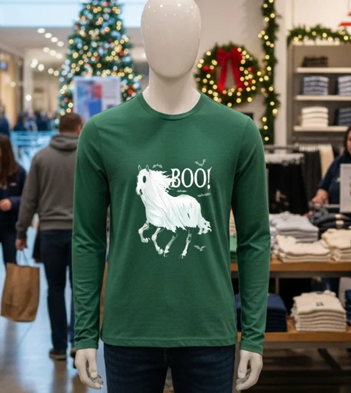 Horse Cosplay Ghost Boo Halloween   Green T Shirt
