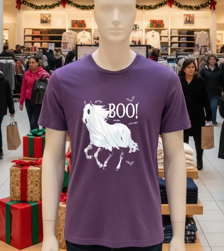 Horse Cosplay Ghost Boo Halloween Purple T Shirt