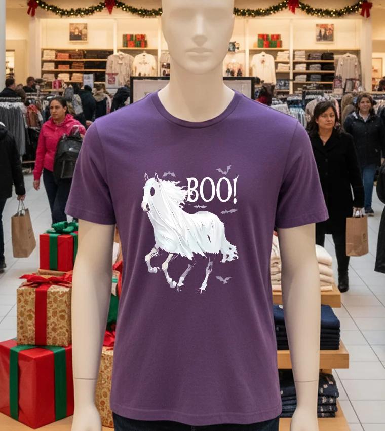 Horse Cosplay Ghost Boo Halloween - purple-t-shirt Horse Cosplay Ghost Boo Halloween Purple T Shirt