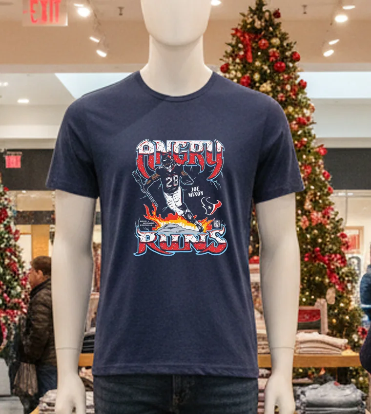 Houston Texans Joe Mixon 28 Running - navy-t-shirt Houston Texans Joe Mixon 28 Running Navy T Shirt