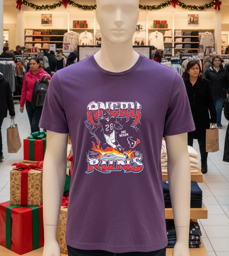 Houston Texans Joe Mixon 28 Running - purple-t-shirt Houston Texans Joe Mixon 28 Running Purple T Shirt