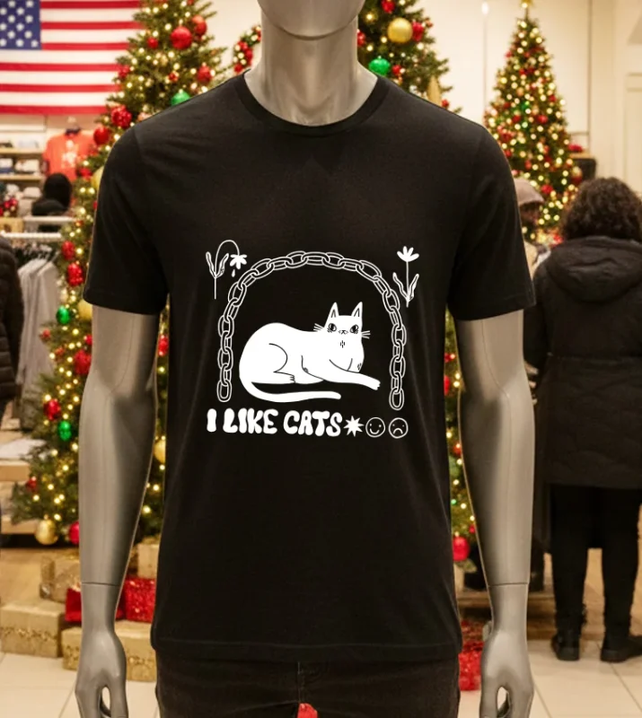 I Like Cats Cat Lovers Black T Shirt